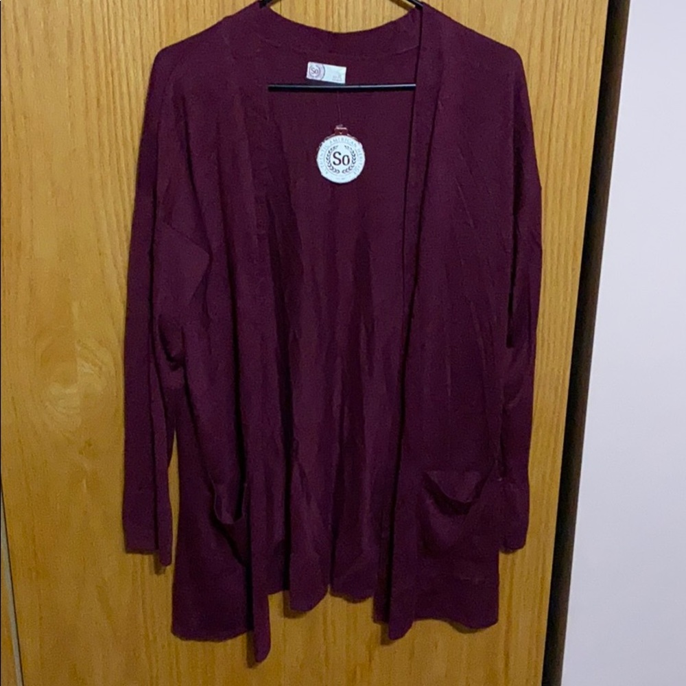 Kohl’s Burgundy Cardigan with Front Pockets.
